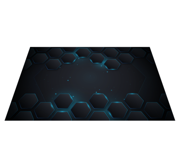 Blue hexagonal layout geometric rug - TenStickers