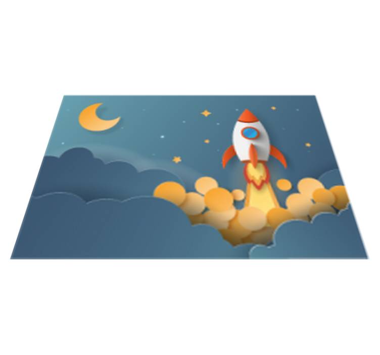 Rocket launch adventure star rug - TenStickers