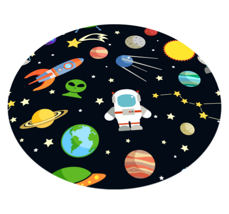 Cartoon different spaceman symbols star rug - TenStickers
