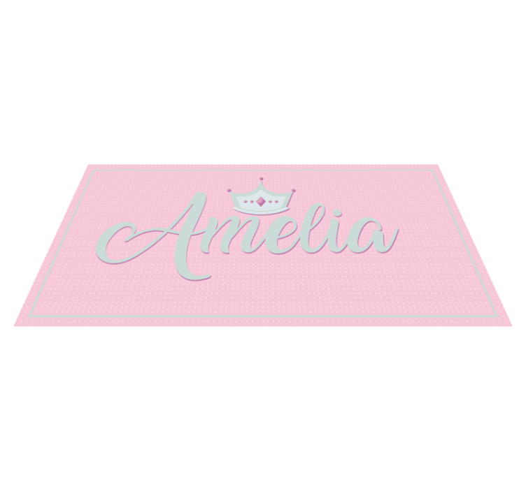 Crowned pink name custom floor mat - TenStickers