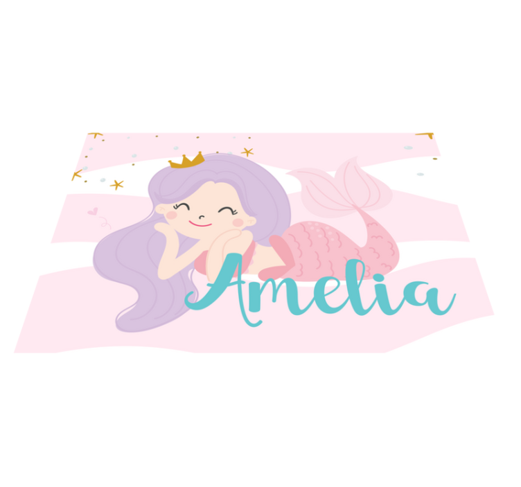 Mermaid princess  with name kids rug - TenStickers