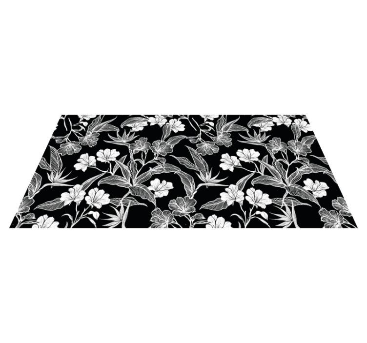 Black and white elegance floral rug - TenStickers