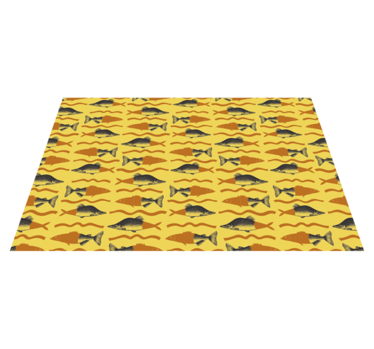 Yellow fish motif animal mat - TenStickers