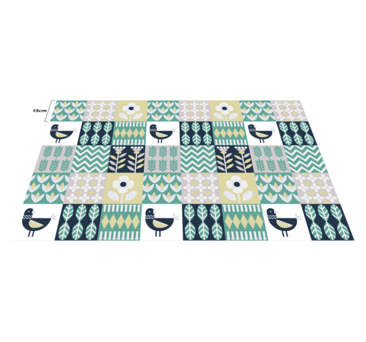 Colorful Bird Pattern tile carpet - TenStickers