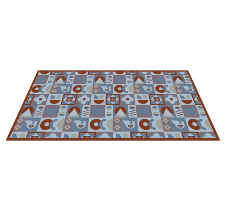 Grey and blue arrangements geometric rug - TenStickers