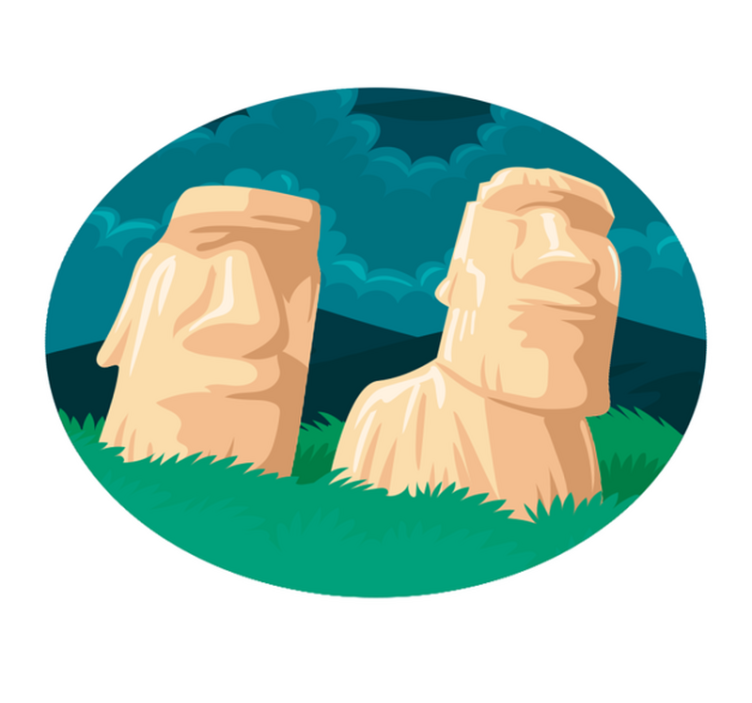 Moai Statues Silhouette map rug - TenStickers