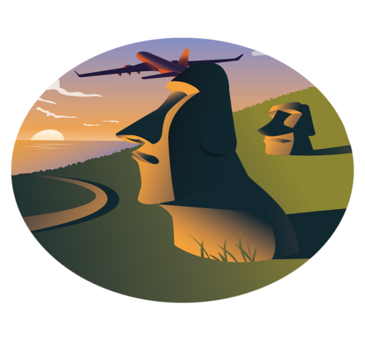 Easter Island Sunset circular rug - TenStickers