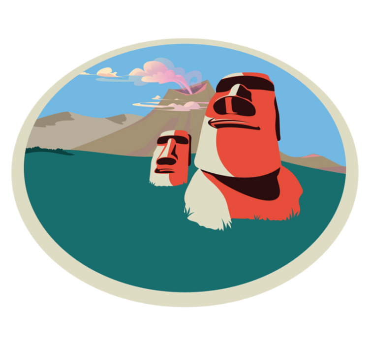 Moai Statues Illustration map rug - TenStickers