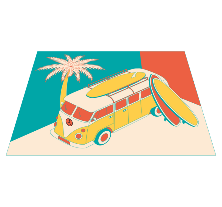 Surfing Van Adventure vintage rug - TenStickers