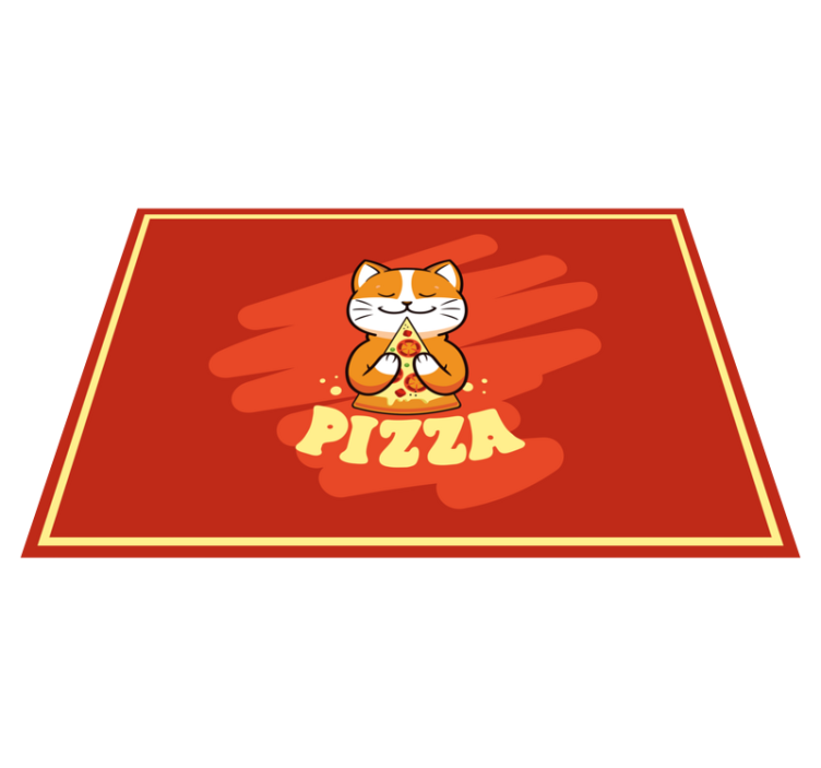 Cute cat with pizza kitchen mat - TenStickers