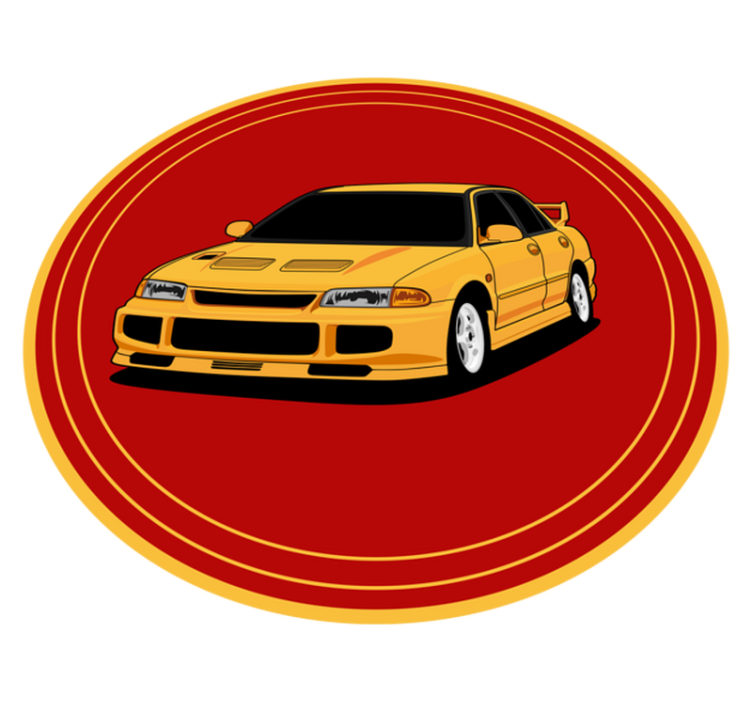 YELLOW SPORTS CAR teenage bedroom rug - TenStickers