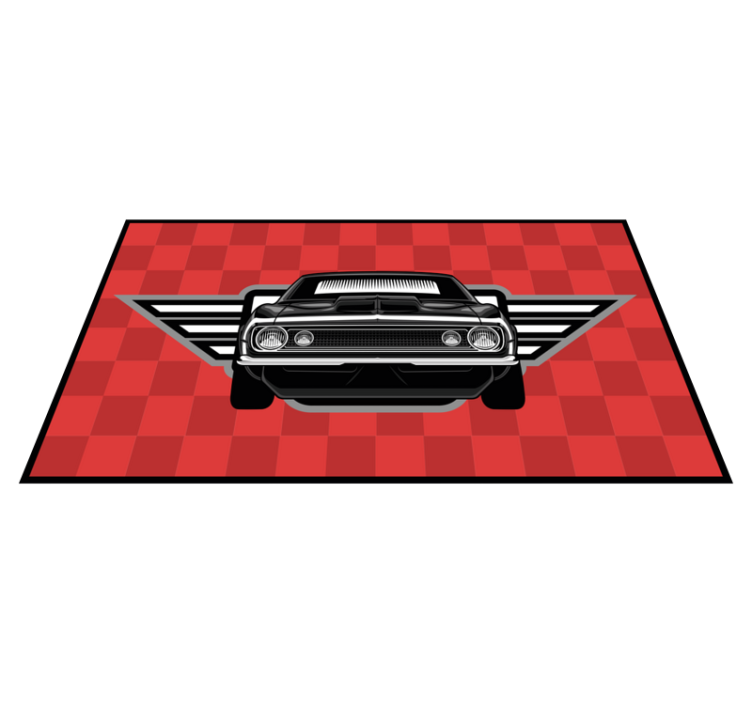 Checkered Muscle Car kids rug - TenStickers