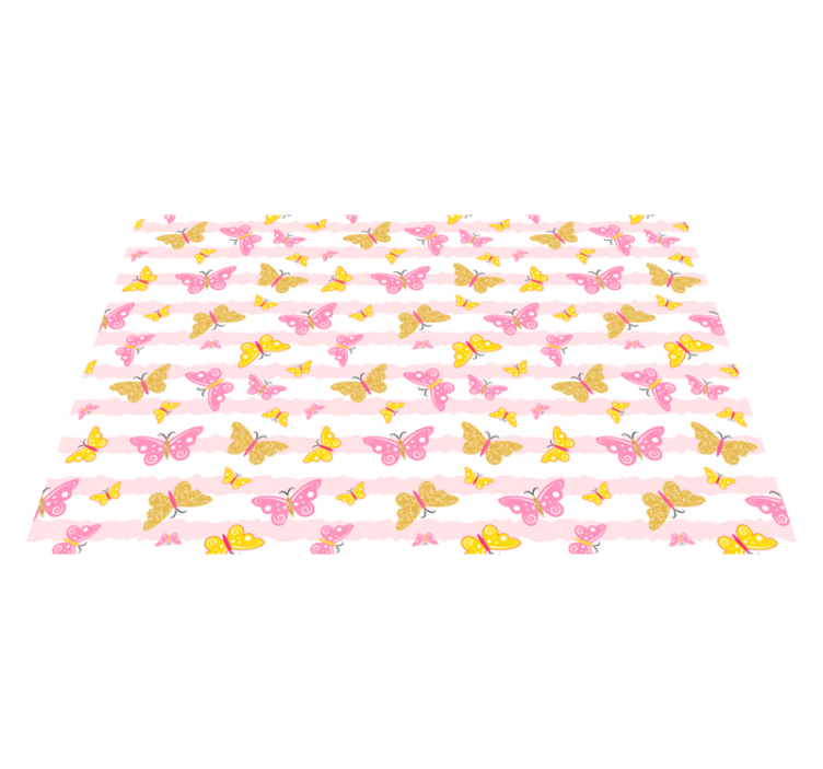 Pink and yellow butterflies kids rug - TenStickers