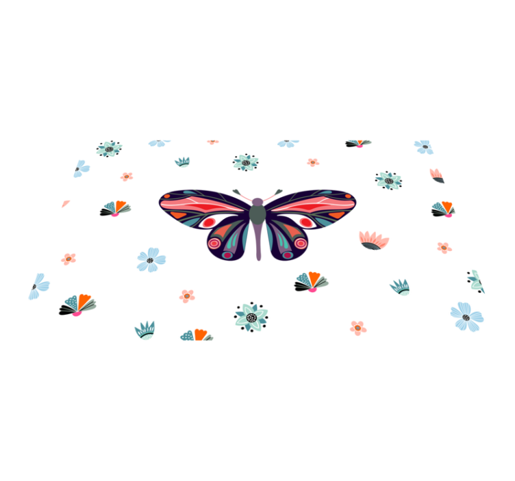 Vibrant butterfly illustration animal mat - TenStickers