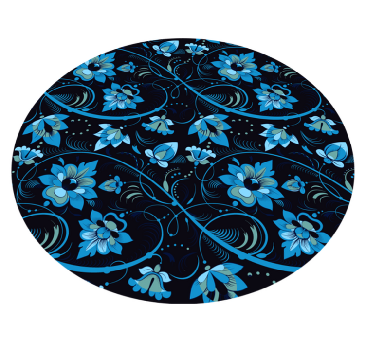 Flowery Blue Pattern floral rug - TenStickers