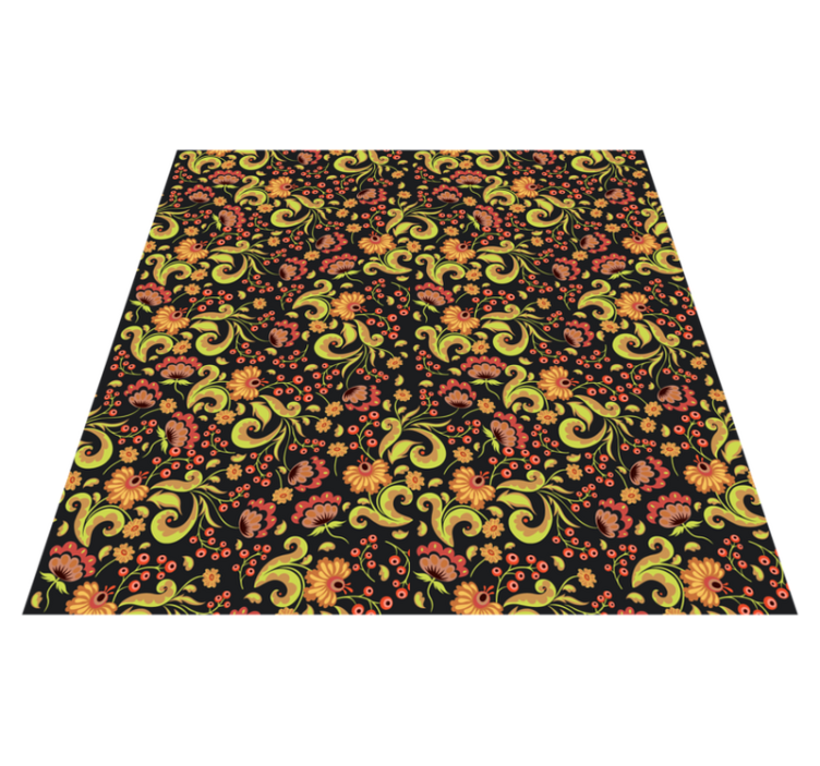 Botanical Twirl Motif floral rug - TenStickers