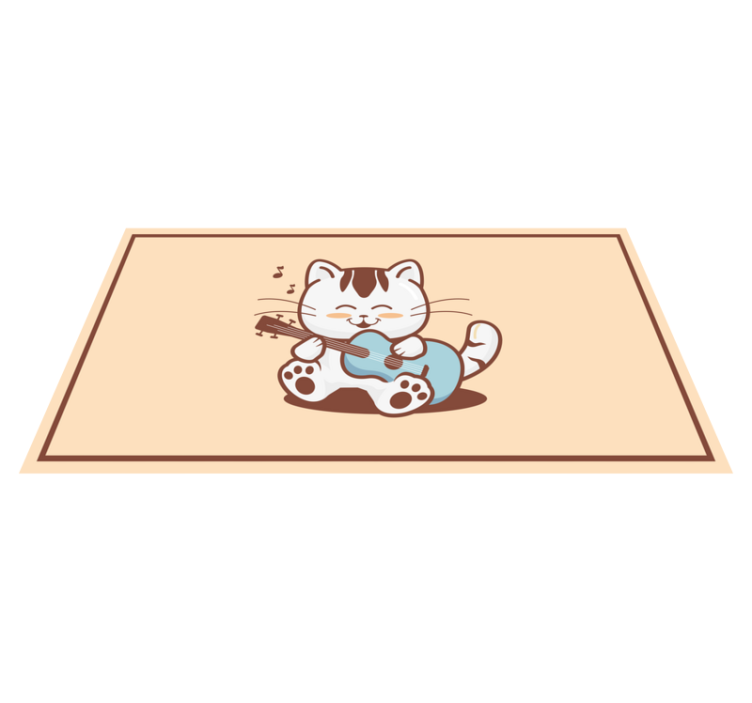 Happy cat musician animal mat - TenStickers