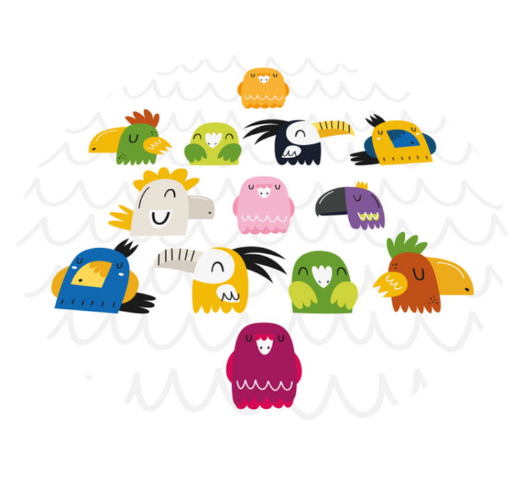 Colorful Bird Faces kids carpet - TenStickers