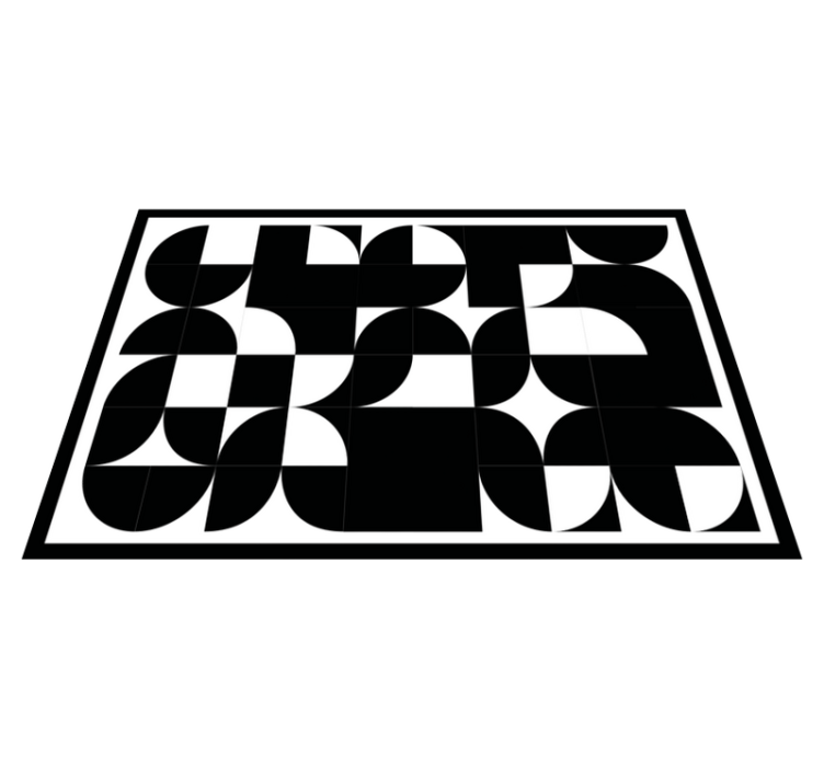 Curved Black Shapes geometric rug - TenStickers