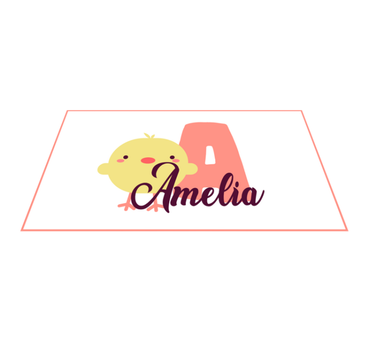 Chick with name and initial nursery rug - TenStickers