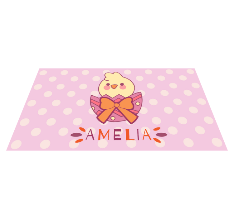Pink chick with name nursery rug - TenStickers