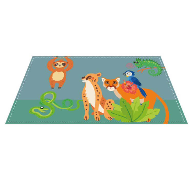 Tropical wildlife play area animal mat - TenStickers