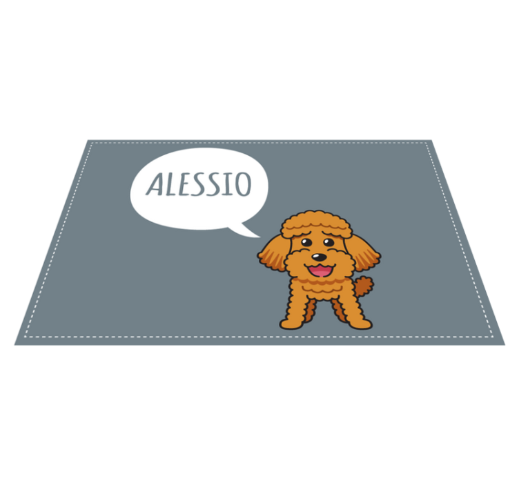 Happy poodle puppy custom floor mat - TenStickers