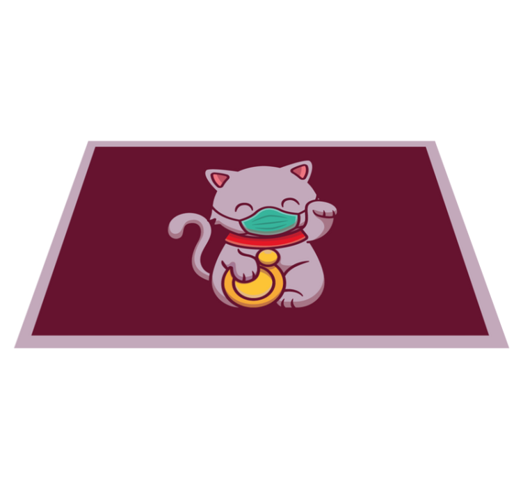 Cat Wearing Mask animal mat - TenStickers