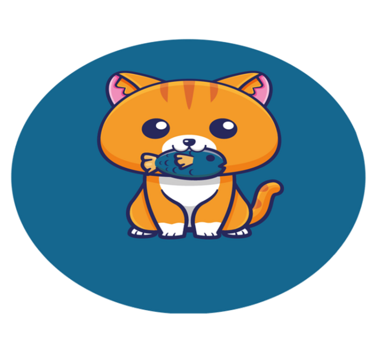 Cartoon Feline Circle animal mat - TenStickers