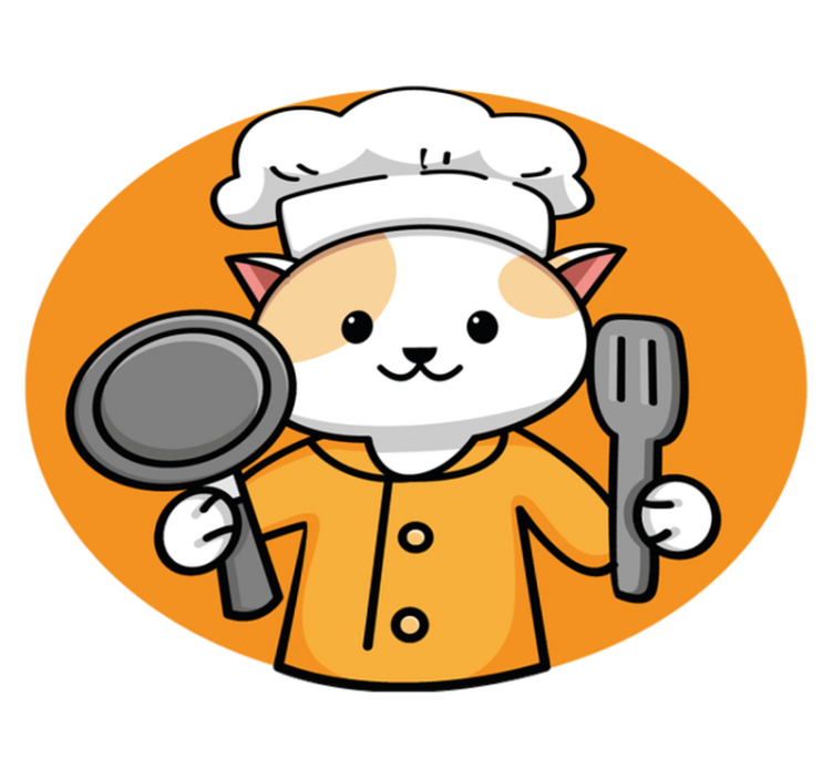 Orange chef cat kitchen mat - TenStickers