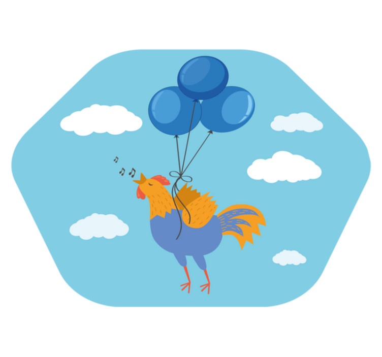 Cheerful Rooster Balloons kids rug - TenStickers