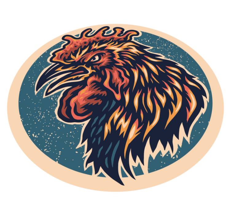 Rooster Head Illustration teenage bedroom rug - TenStickers