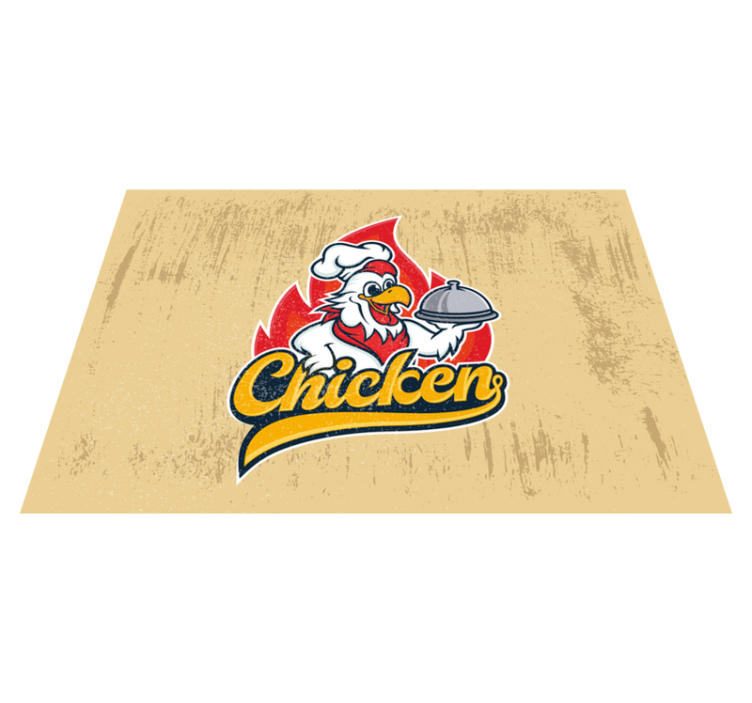 Cheerful Chicken Logo kitchen mat - TenStickers