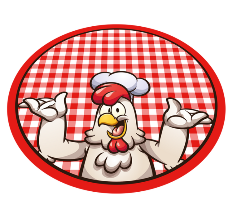Cheerful Chicken Chef kitchen mat - TenStickers