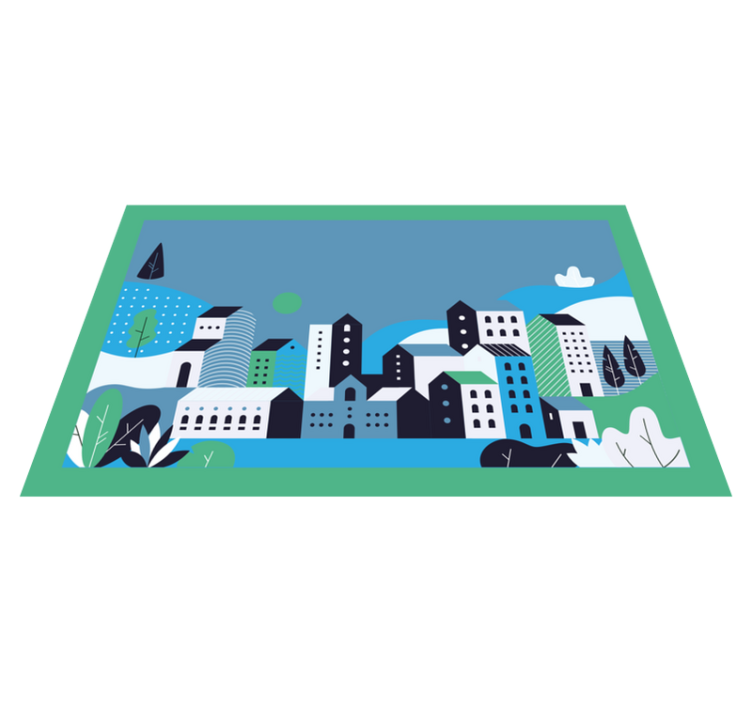 Blue urban landscape kids rug - TenStickers
