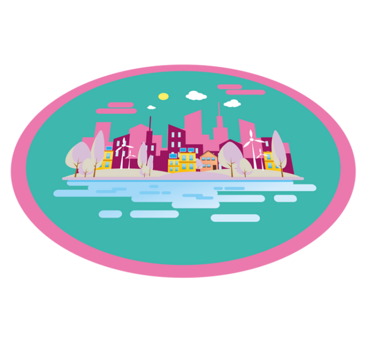 Colorful Cityscape kids rug - TenStickers
