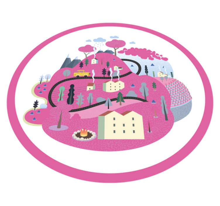 Colorful Village Scene road map rug - TenStickers