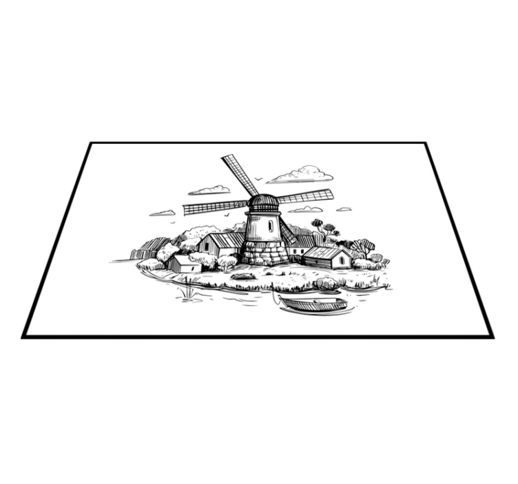 Windmill Landscape vintage rug - TenStickers