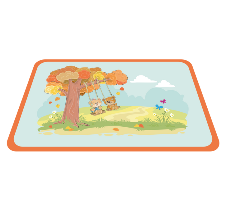 Baby bears on swings kids carpet - TenStickers