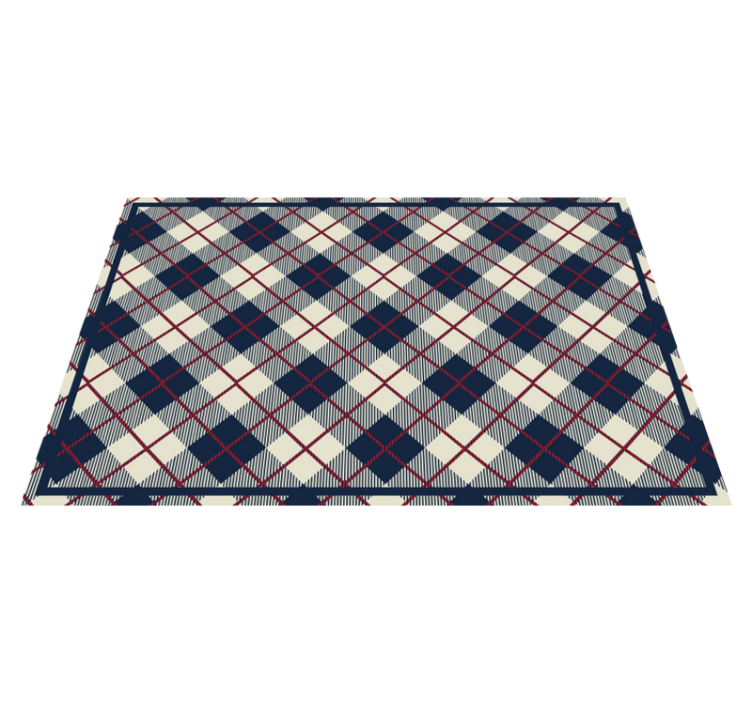 Navy check pattern geometric rug - TenStickers