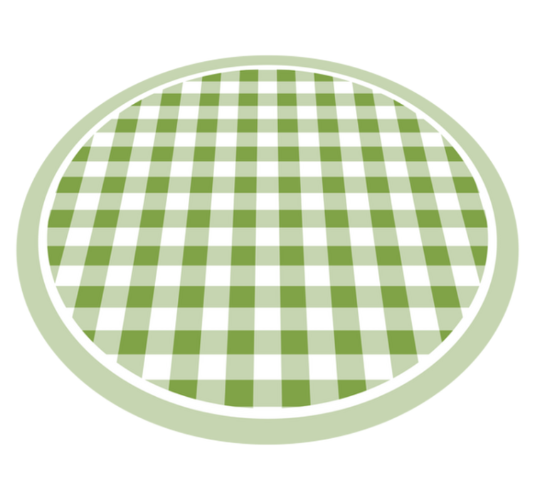 Green Checkered Motif circular rug - TenStickers