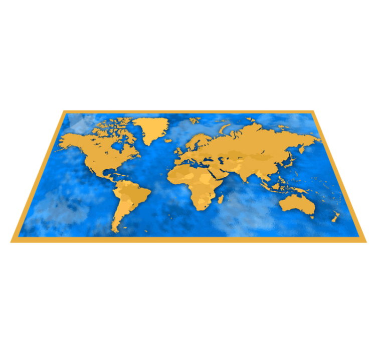 Golden and blue map map rug - TenStickers