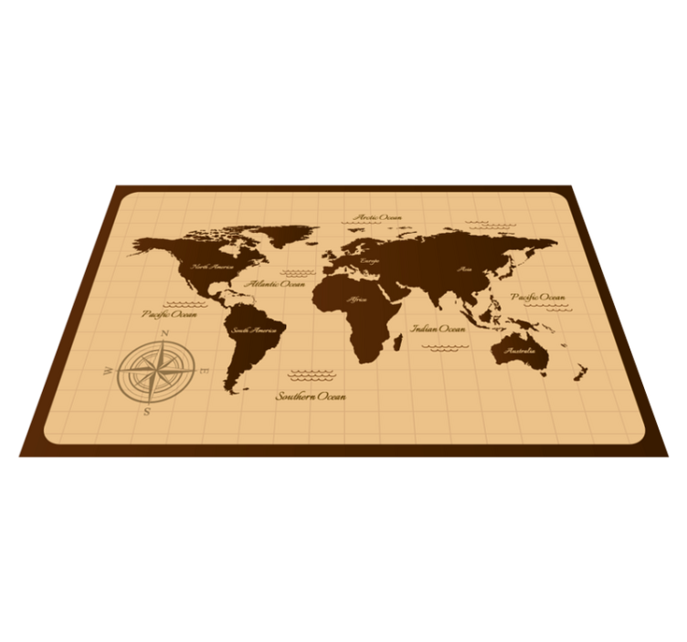 Brown vintage design map rug - TenStickers