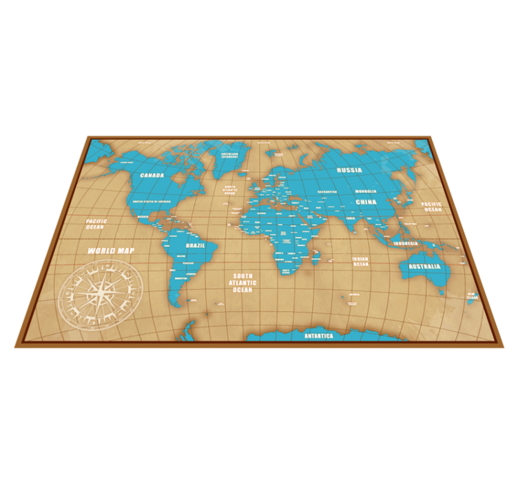Blue design with countries map rug - TenStickers