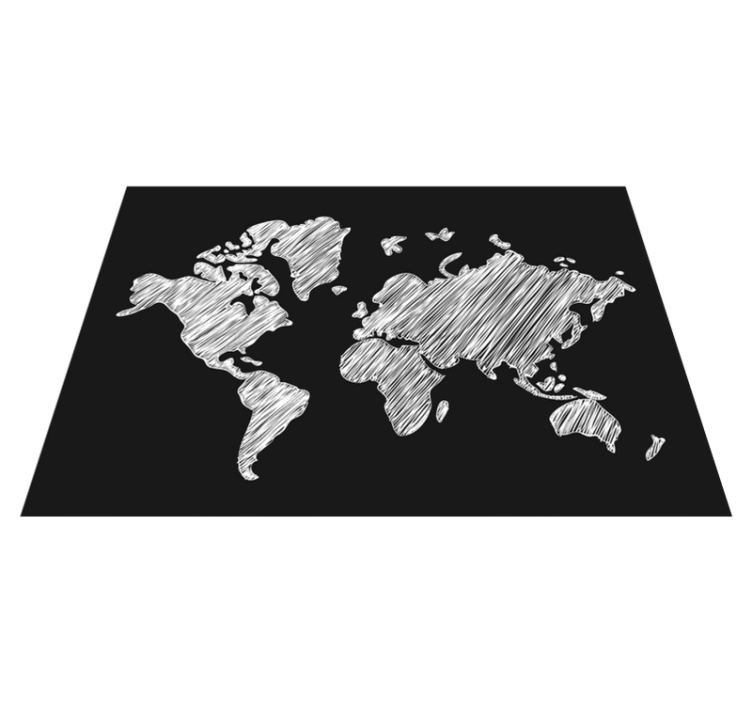 Chalkboard grey design map rug - TenStickers