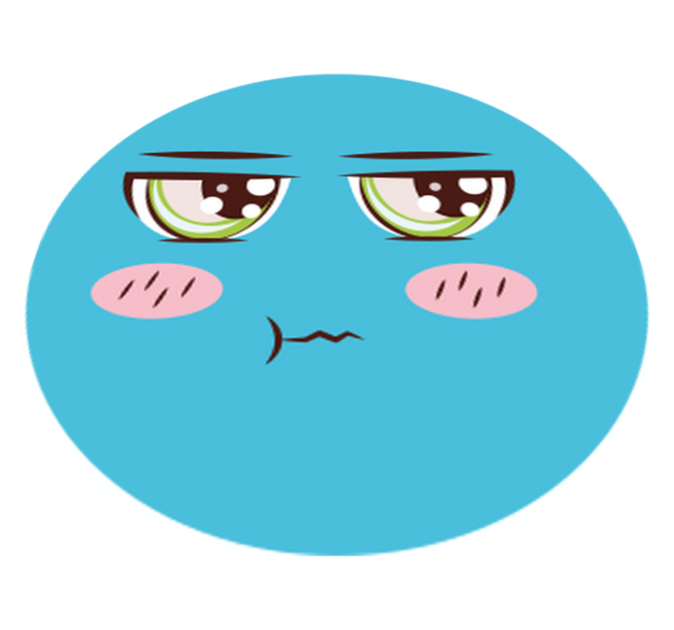 Blue cartoon face with green eyes bedroom rug - TenStickers