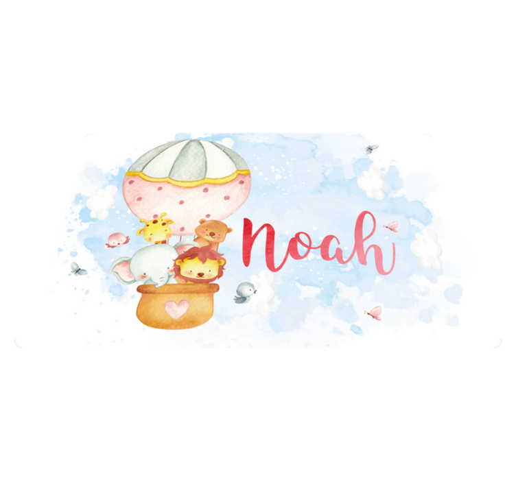 Balloon adventure with name nursery rug - TenStickers