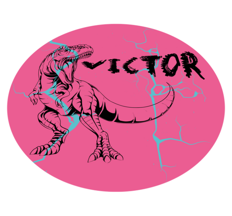 Pink T-Rex with name kids rug - TenStickers