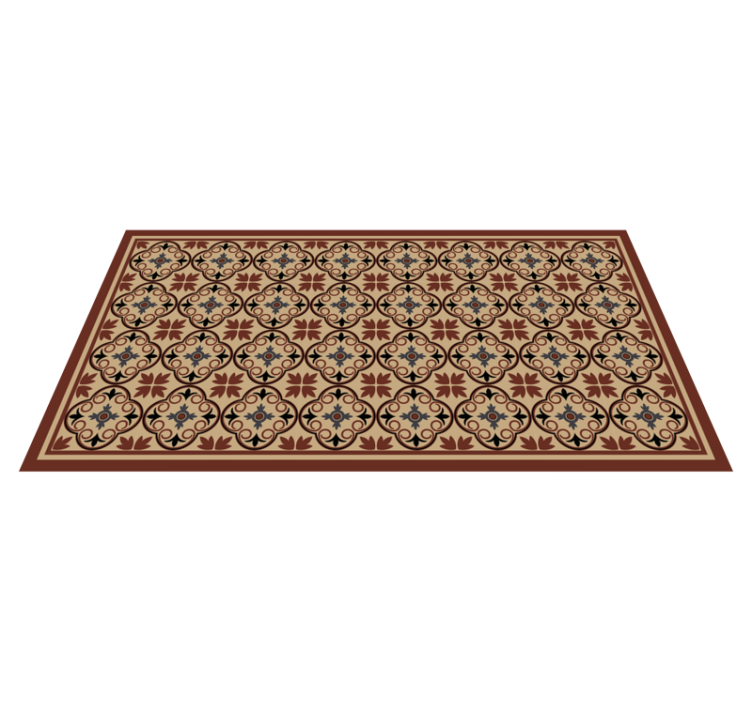 Geometric floral elements mosaic rug - TenStickers