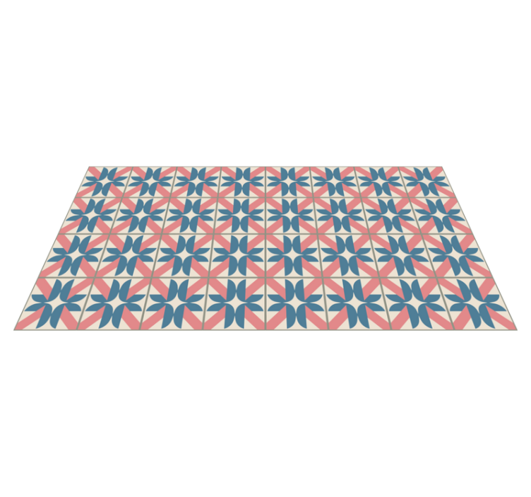 Pink blue geometric pattern tile carpet - TenStickers